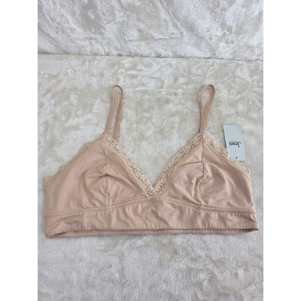 Jenni‎ Intimates Womens XL Bralette Beige Lace Trim Cotton Blend 100120857 NWT